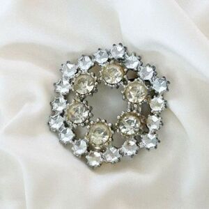 Vintage Hexagon Rhinestone Brooch